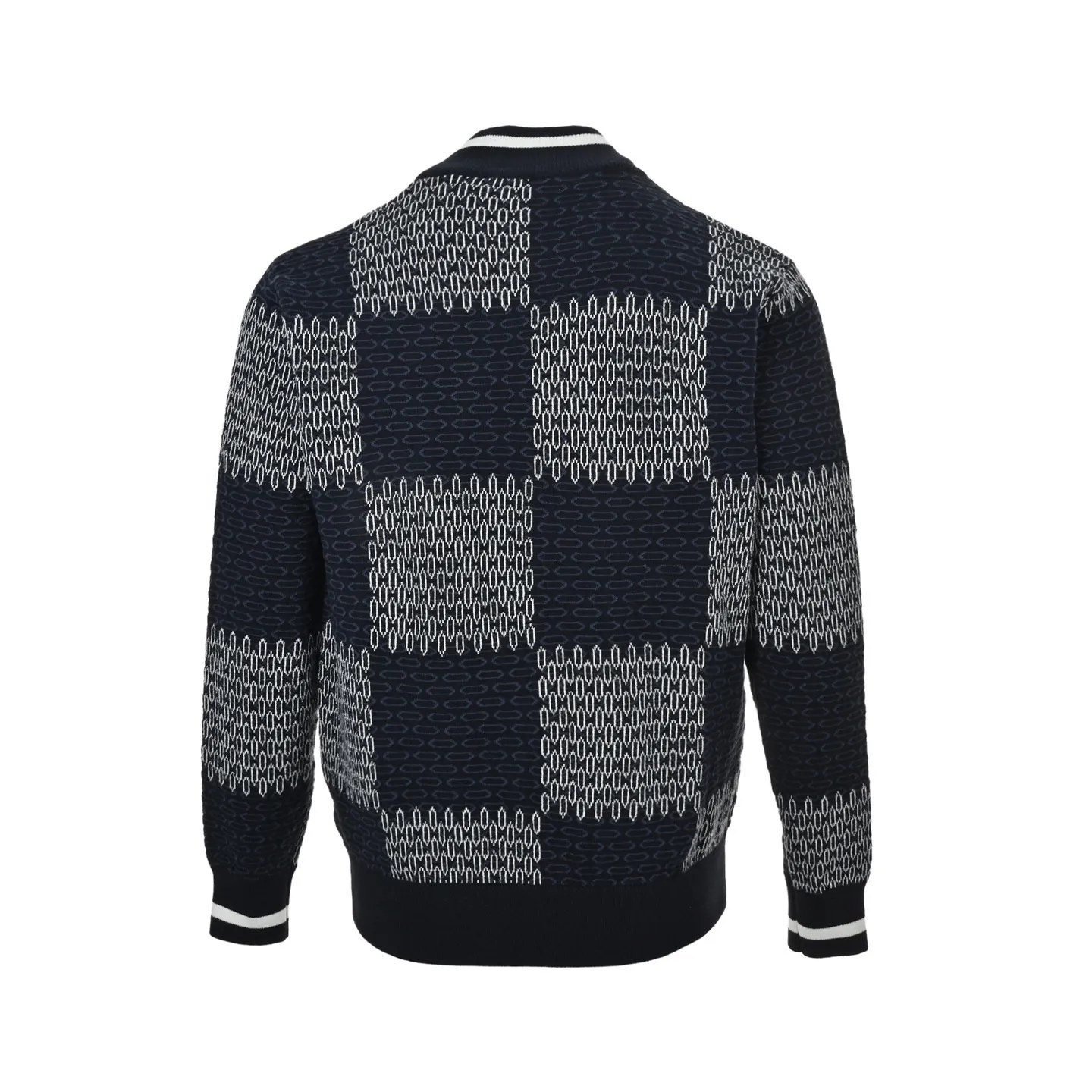 Louis Vuitton/Louis Vuitton 25Fw checkerboard jacquard knitted zipper jacket